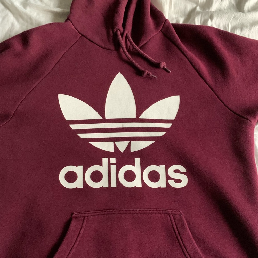 Maroon adidas trefoil hoodie